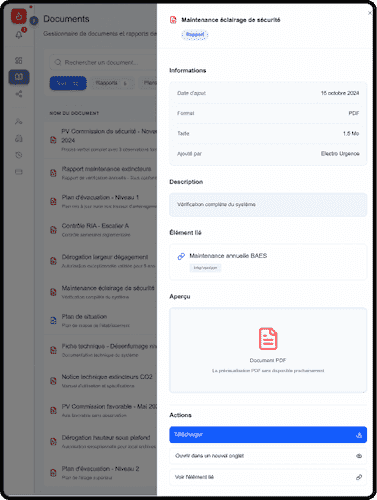 Tableau de bord de suivi de conformité ERP sur tablette